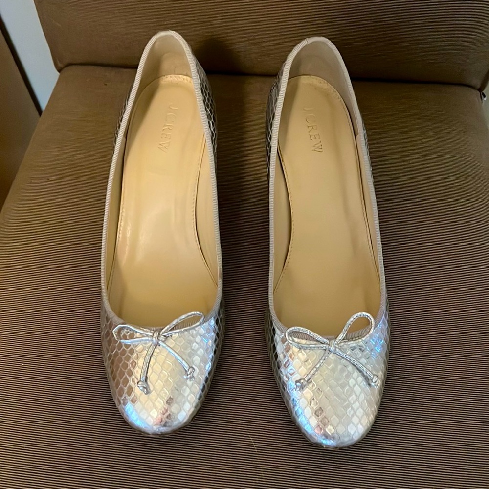 Silver metallic J.Crew pumps